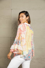 Load image into Gallery viewer, Boho Printed Lace Trim Buttoned Top