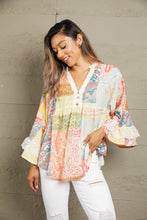 Load image into Gallery viewer, Boho Printed Lace Trim Buttoned Top