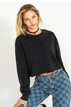 Load image into Gallery viewer, Long Sleeve Raw Edge Crop Top