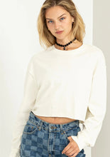 Load image into Gallery viewer, Long Sleeve Raw Edge Crop Top