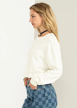 Load image into Gallery viewer, Long Sleeve Raw Edge Crop Top