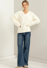 Load image into Gallery viewer, Wide Sleeve V-Neck Side Slit Sweater