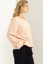Load image into Gallery viewer, Wide Sleeve V-Neck Side Slit Sweater