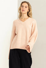 Load image into Gallery viewer, Wide Sleeve V-Neck Side Slit Sweater