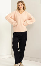 Load image into Gallery viewer, Wide Sleeve V-Neck Side Slit Sweater