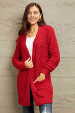 Load image into Gallery viewer, Falling For You Full Size Open Front Popcorn Cardigan