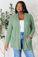 Load image into Gallery viewer, Ribbed Open Front Cardigan with Pockets