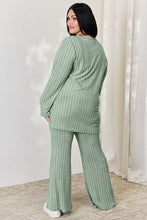Load image into Gallery viewer, Ribbed High-Low Top and Wide Leg Pants Set