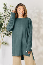 Load image into Gallery viewer, Ribbed Round Neck Long Sleeve Slit Top