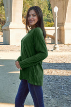 Load image into Gallery viewer, Ribbed Round Neck Long Sleeve Knit Top