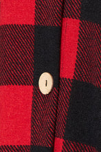 Load image into Gallery viewer, Black Red Plaid Button Front Hooded Shirt