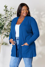 Load image into Gallery viewer, Ribbed Open Front Cardigan with Pockets