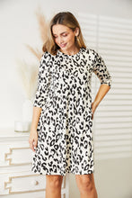 Load image into Gallery viewer, Leopard Three-Quarter Sleeve Dress with Pockets