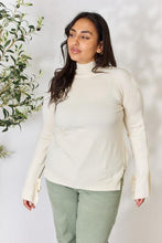 Load image into Gallery viewer, Cream Ribbed Bow Detail Long Sleeve Turtleneck Knit Top