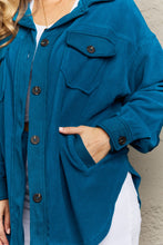 Load image into Gallery viewer, Cozy in the Cabin Full Size Fleece Elbow Patch Shacket in Teal