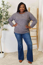 Load image into Gallery viewer, Basic Bae Round Neck Drop Shoulder Slit Sweatshirt