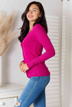 Load image into Gallery viewer, Magenta V-Neck Long Sleeve Cardigan