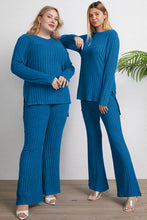 Load image into Gallery viewer, Ribbed High-Low Top and Wide Leg Pants Set