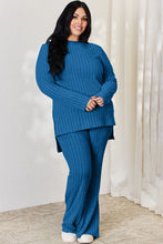 Load image into Gallery viewer, Ribbed High-Low Top and Wide Leg Pants Set