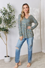 Load image into Gallery viewer, Floral Half Button Long Sleeve Blouse