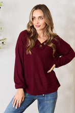 Load image into Gallery viewer, Buttoned V-Neck Long Sleeve Blouse