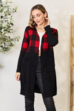 Load image into Gallery viewer, Black Red Plaid Open Front Cardigan
