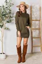 Load image into Gallery viewer, Round Neck Long Sleeve Mini Dress with Pockets