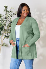 Load image into Gallery viewer, Ribbed Open Front Cardigan with Pockets