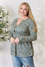 Load image into Gallery viewer, Floral Half Button Long Sleeve Blouse