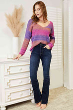 Load image into Gallery viewer, Multicolored Rib-Knit V-Neck Knit Pullover Sweater