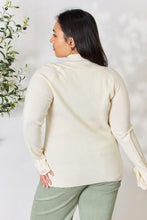 Load image into Gallery viewer, Cream Ribbed Bow Detail Long Sleeve Turtleneck Knit Top