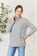 Load image into Gallery viewer, Turtleneck Long Sleeve Slit Sweater