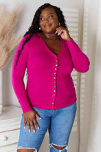 Load image into Gallery viewer, Magenta V-Neck Long Sleeve Cardigan