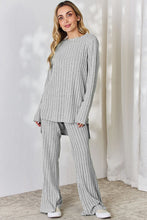 Load image into Gallery viewer, Ribbed High-Low Top and Wide Leg Pants Set