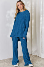Load image into Gallery viewer, Ribbed High-Low Top and Wide Leg Pants Set