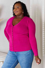 Load image into Gallery viewer, Magenta V-Neck Long Sleeve Cardigan