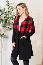 Load image into Gallery viewer, Black Red Plaid Open Front Cardigan