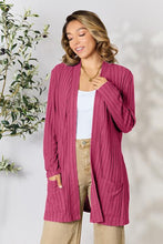 Load image into Gallery viewer, Ribbed Open Front Cardigan with Pockets