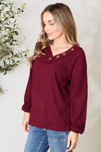 Load image into Gallery viewer, Buttoned V-Neck Long Sleeve Blouse