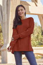 Load image into Gallery viewer, Ribbed Round Neck Long Sleeve Knit Top