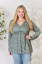 Load image into Gallery viewer, Floral Half Button Long Sleeve Blouse