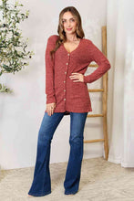 Load image into Gallery viewer, Ribbed Button-Up Cardigan with Pockets