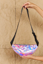 Load image into Gallery viewer, Good Vibrations Holographic Double Zipper Fanny Pack in Hot Pink