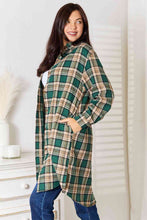 Load image into Gallery viewer, Plaid Collared Neck Long Sleeve Shirt Shacket
