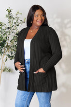 Load image into Gallery viewer, Ribbed Open Front Cardigan with Pockets