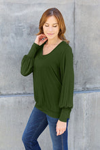 Load image into Gallery viewer, Basic Bae V-Neck Lantern Sleeve Blouse