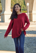 Load image into Gallery viewer, Ribbed Round Neck Long Sleeve Knit Top