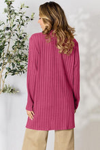 Load image into Gallery viewer, Ribbed Open Front Cardigan with Pockets
