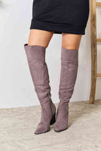 Load image into Gallery viewer, Grey Block Heel Knee High Boots