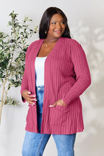 Load image into Gallery viewer, Ribbed Open Front Cardigan with Pockets